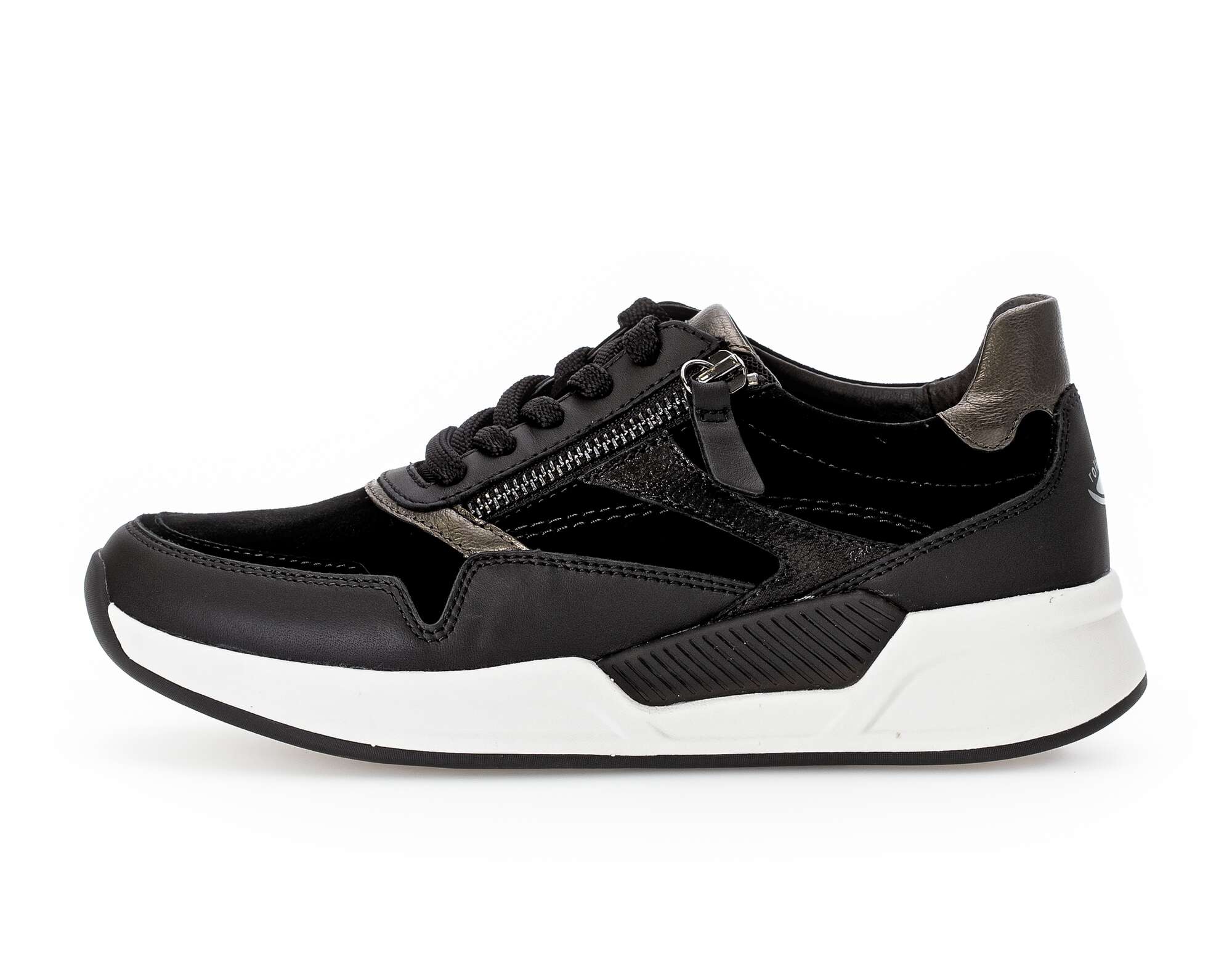 Gabor Schuhe Gabor Sneaker Schwarz Leder Sneaker Low Materialmix