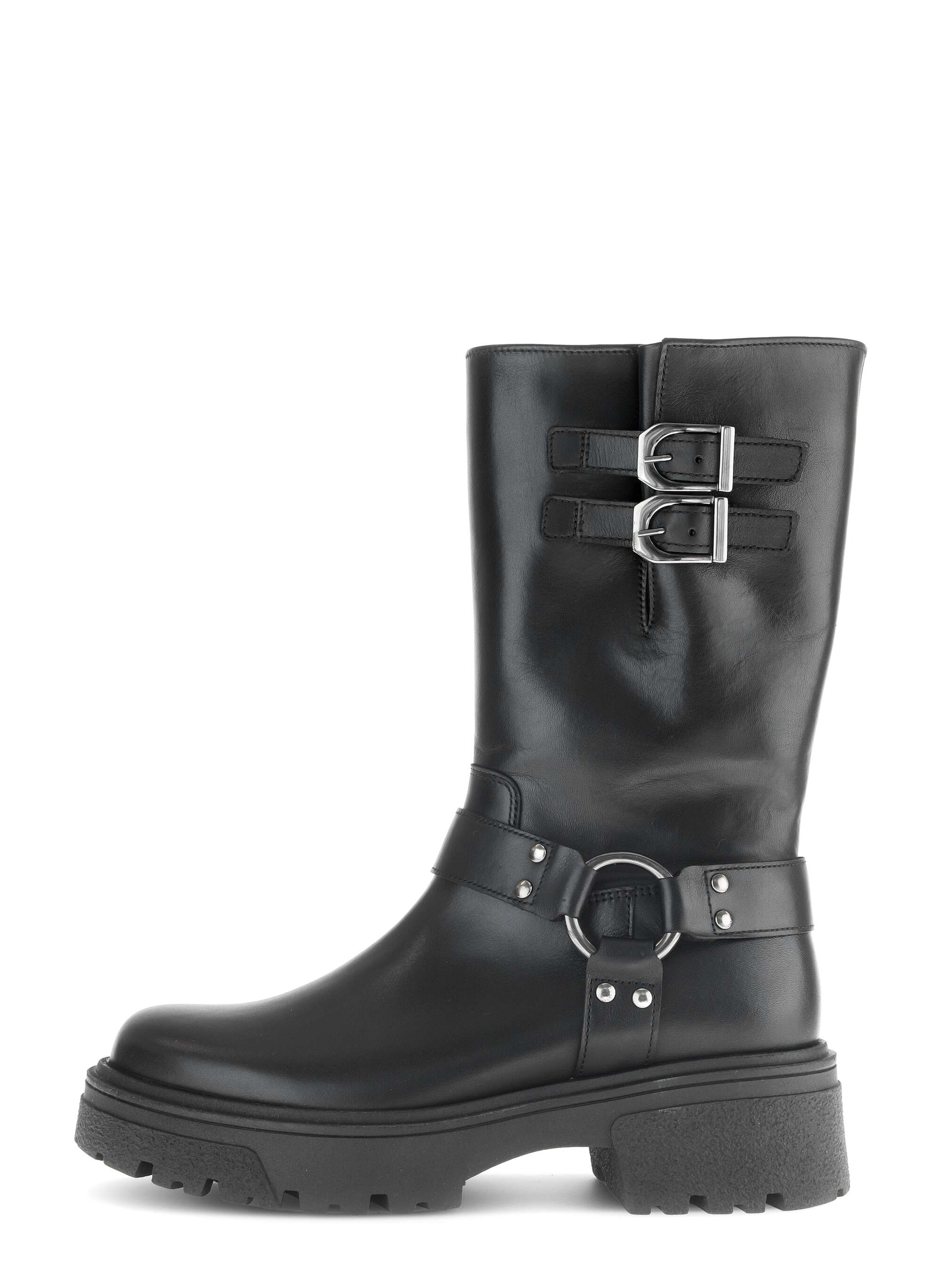 Biker Boots Glattleder schwarz Gabor