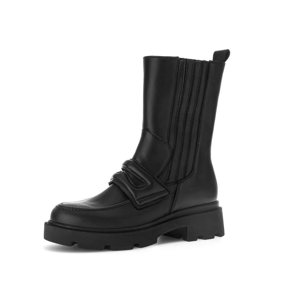 Gabor Damen Chelsea Boots; Glattleder in schwarz; flacher Absatz mit PU/TPU-Sohle
