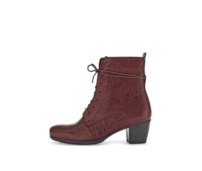 Enkellaarsjes met veter 55.521.55 Glad leer rood Gabor