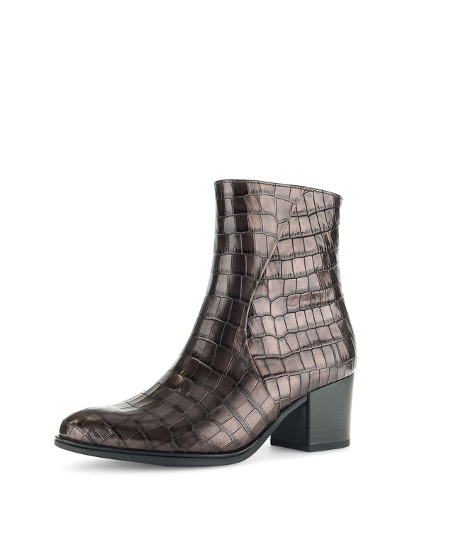 Elegante Stiefelette Leder Reptiloptik