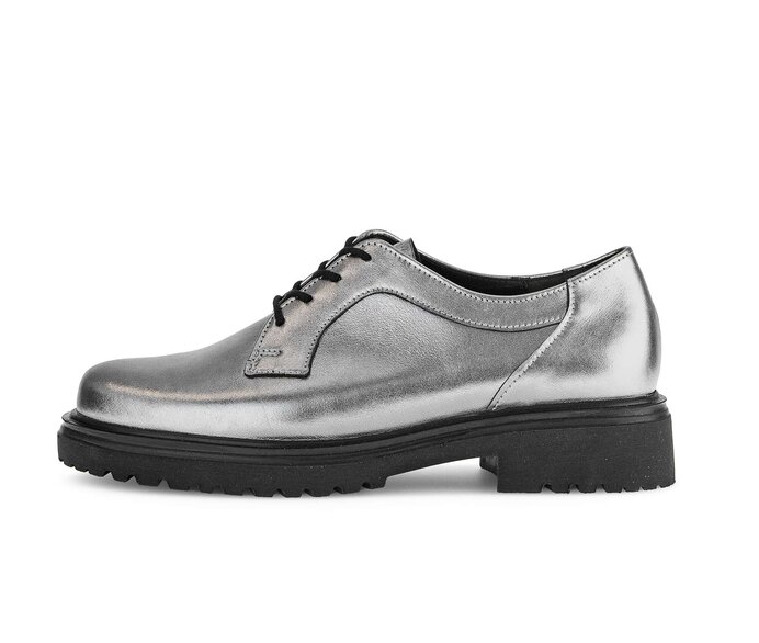 Lace up shoe 52.555.90 Effect leather silver Gabor