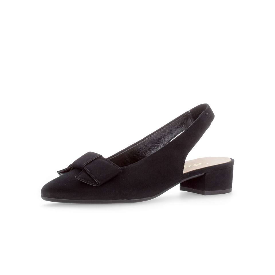 Gabor Damen Slingpumps; Rauleder in schwarz; Blockabsatz mit TPU-Sohle