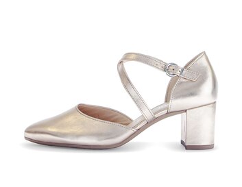 Pumps med ankelrem guld