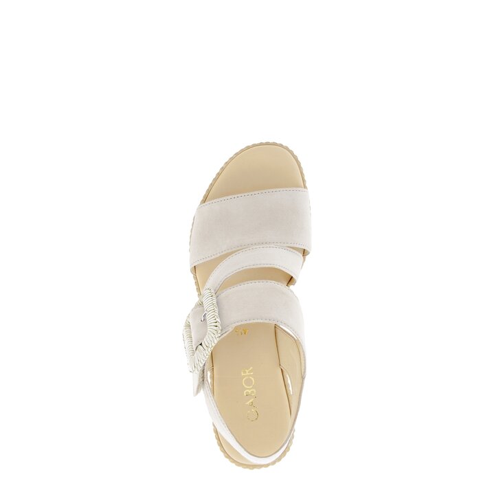 Sandales compensées beige #5