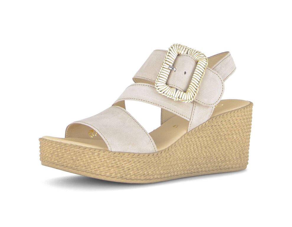 Sandales compensées en suédine - Beige