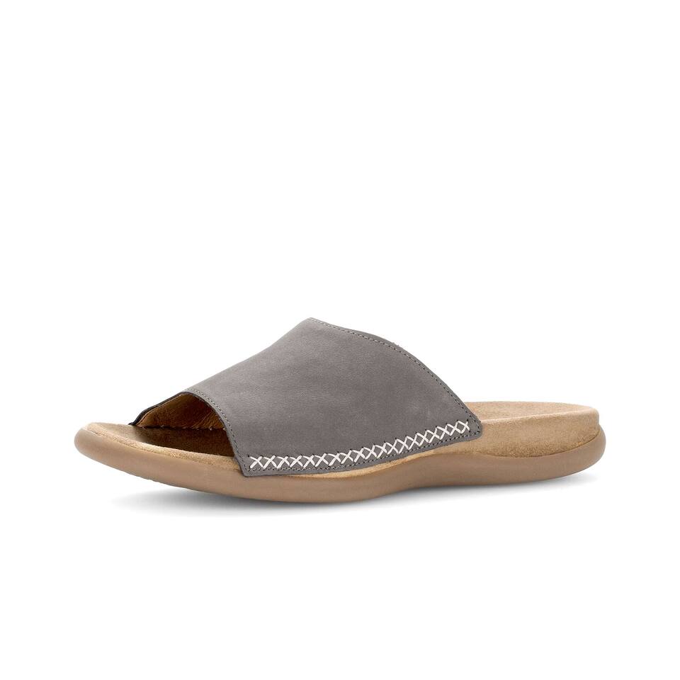 Gabor Dames Slippers; Suède; grijs; Platte hak; TR-zool