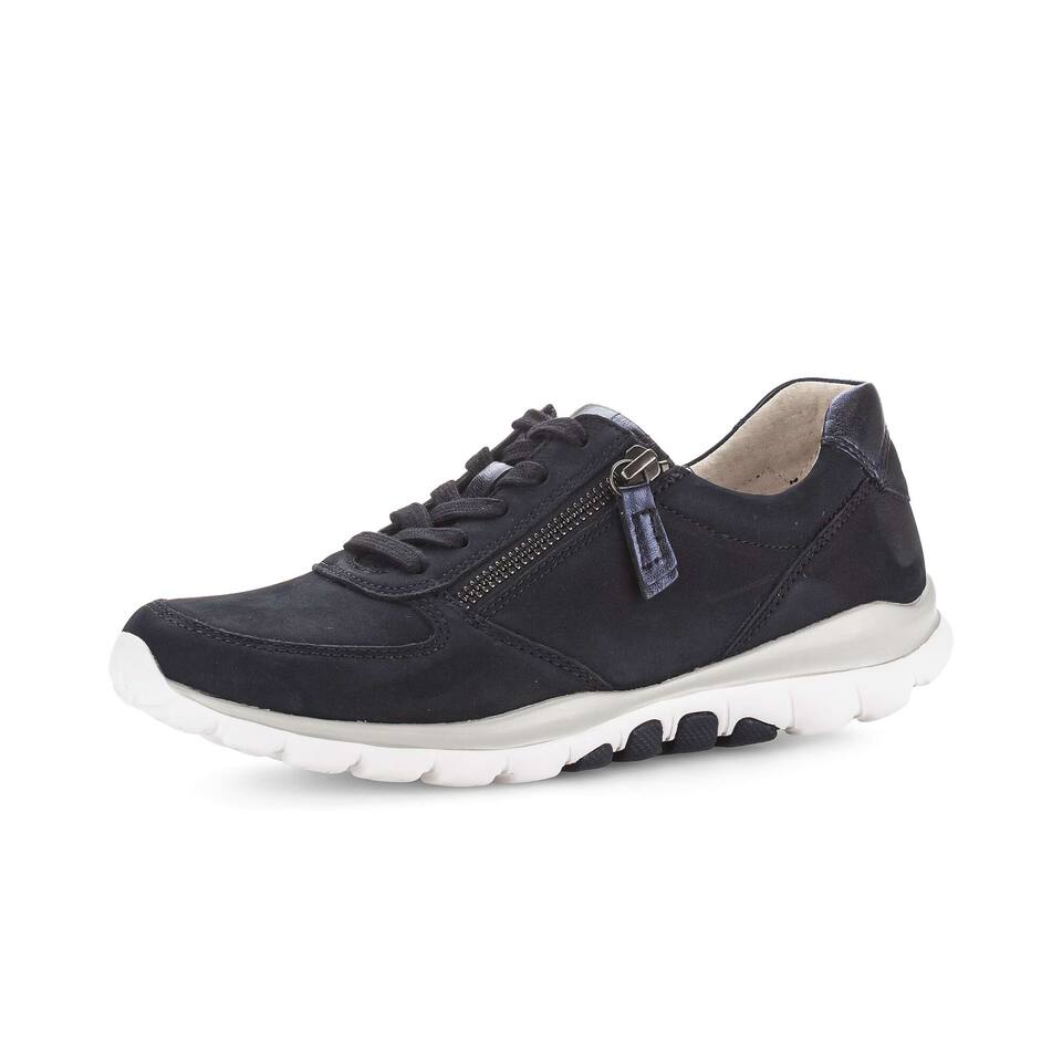 rollingsoft Damen Sneaker low; Rauleder in blau; flacher Absatz mit Gummi/EVA-Sohle