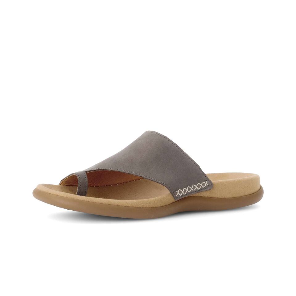 Gabor Dames Teenslippers; Suède; grijs; Platte hak; TR-zool