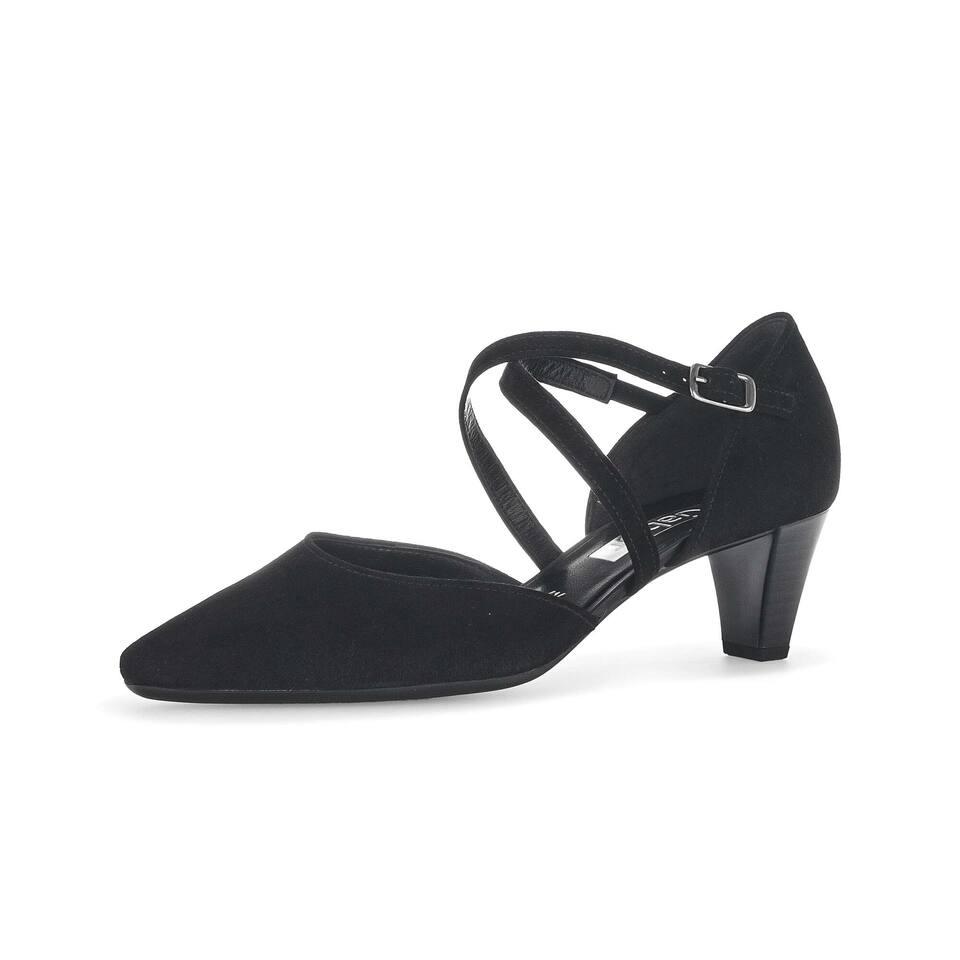Gabor Damen Spangenpumps; Rauleder in schwarz; Trichterabsatz mit TPU-Sohle