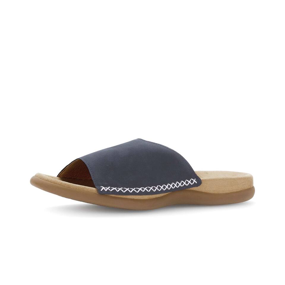 Gabor Dames Slippers; Suède; blauw; Platte hak; TR-zool