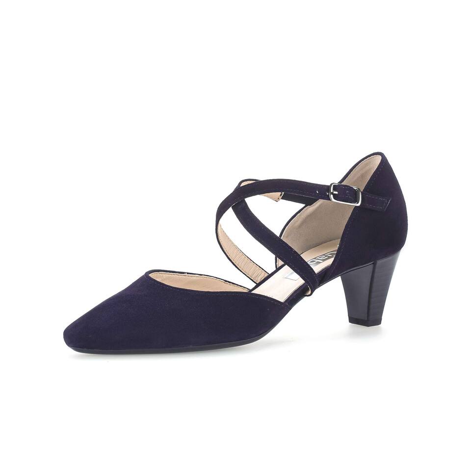 Gabor Damen Spangenpumps; Rauleder in blau; Trichterabsatz mit TPU-Sohle