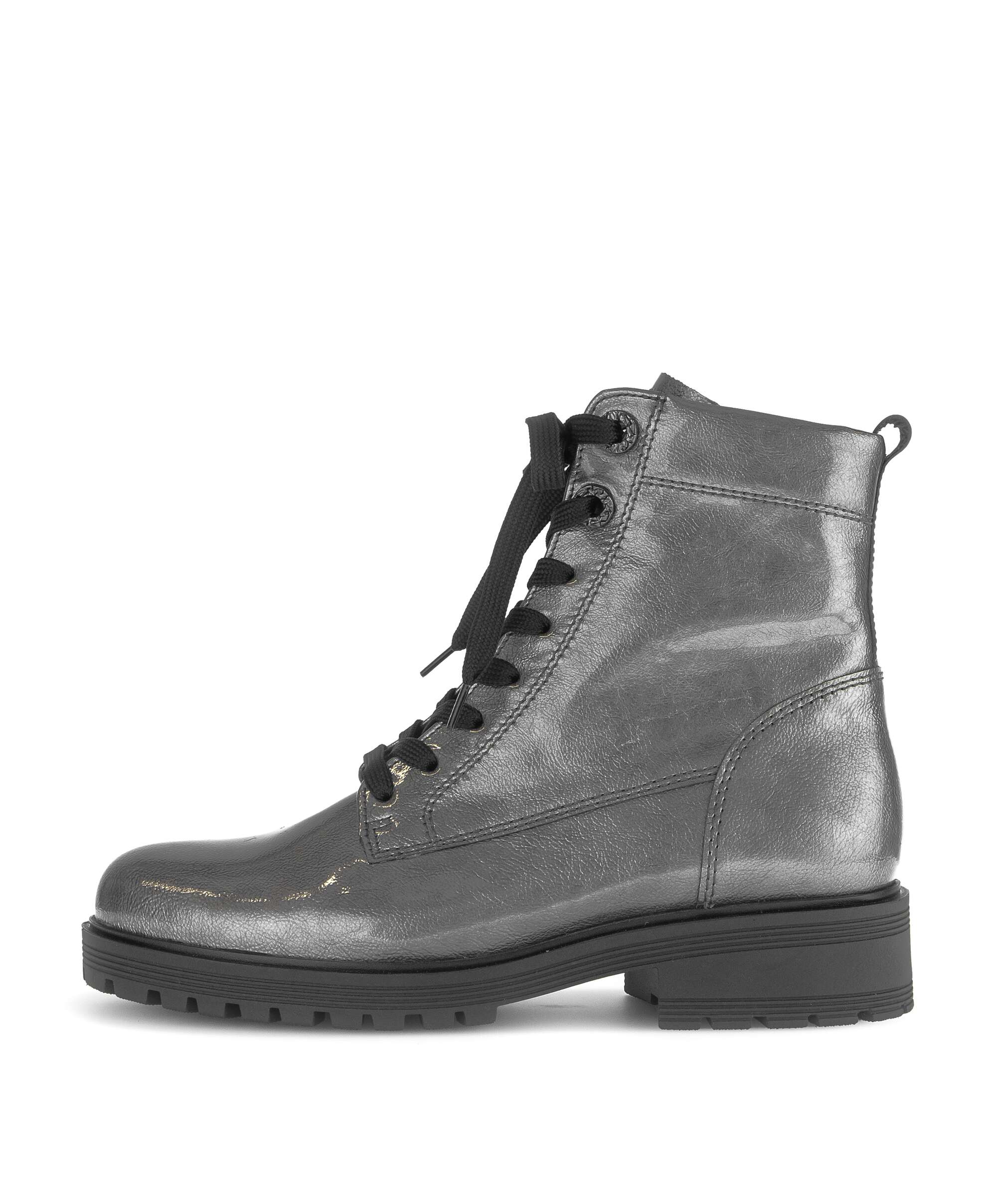 Gabor Damen Schnürstiefeletten – Comfort Mehrweite G, Blockabsatz 5.5 Cm, Aus Glattleder