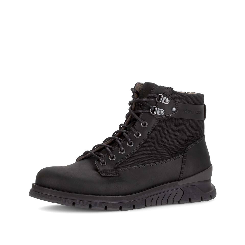 Gabor Herren Boots; Materialmix Leder/Textil in schwarz; Keilabsatz mit TR-Sohle
