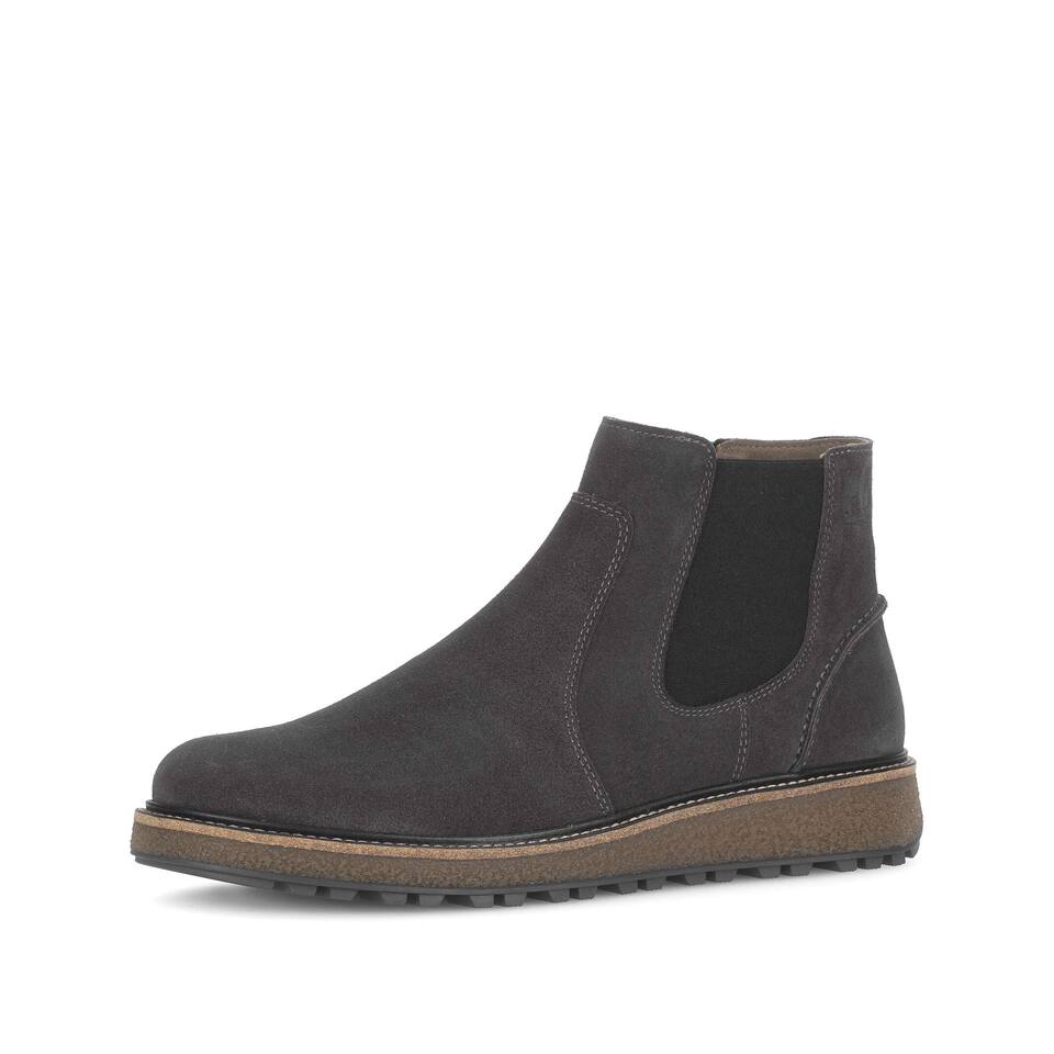 Gabor Herren Chelsea Boots; Rauleder in grau; Keilabsatz mit TR-Sohle