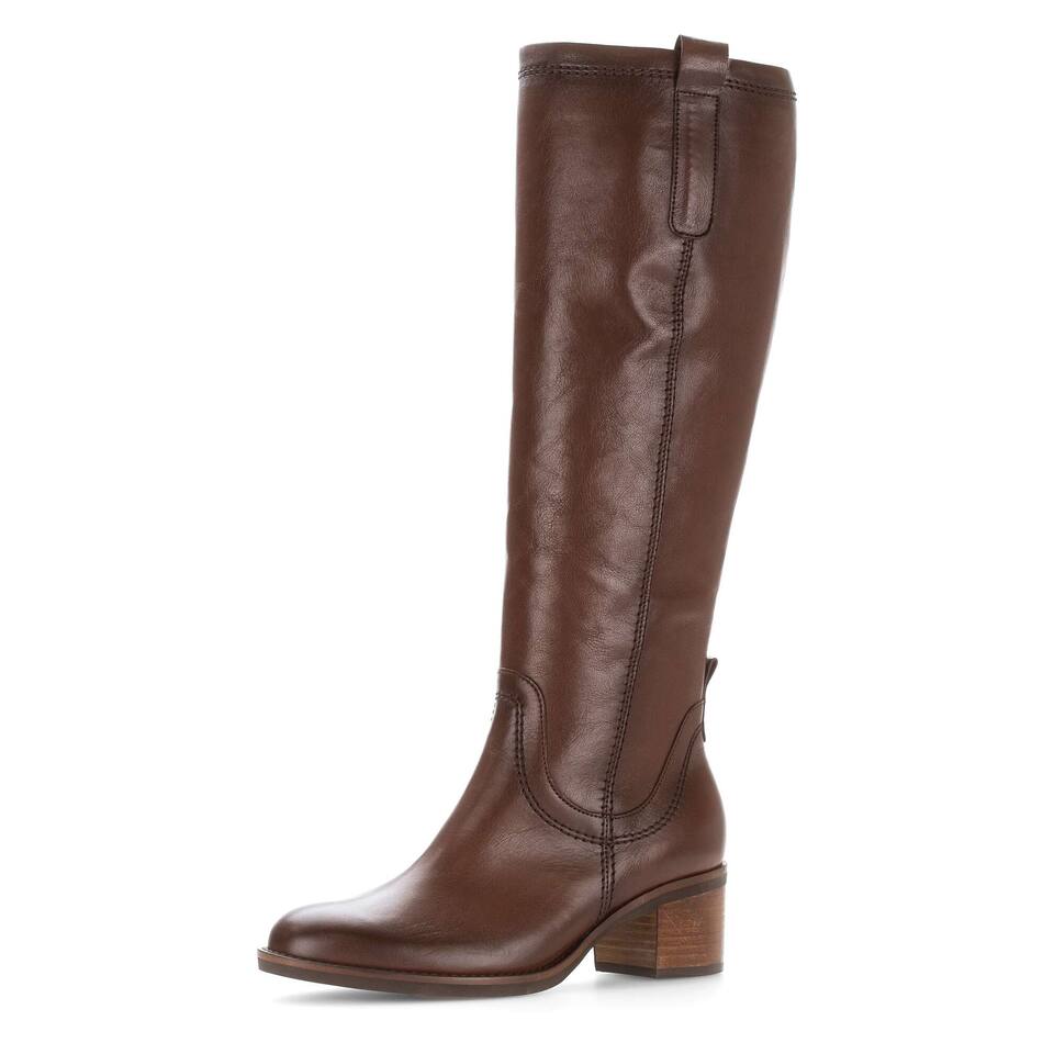 Gabor Damen Reiterstiefel; Glattleder in braun; Blockabsatz mit EVA-Sohle