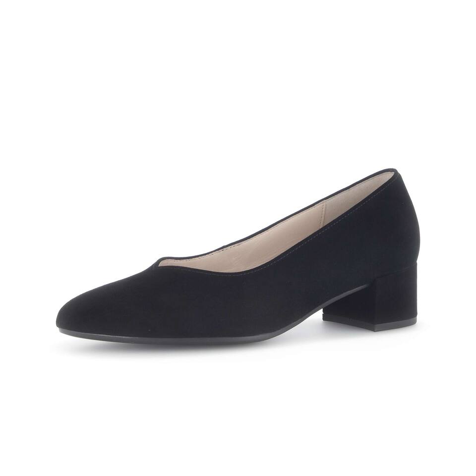 Gabor Damen elegante Pumps; Rauleder in schwarz; Blockabsatz mit TPU-Sohle