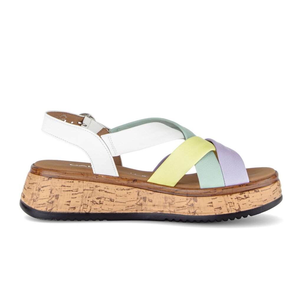 Sandale à plateforme - 82.743.22 - Cuir lisse multicolore