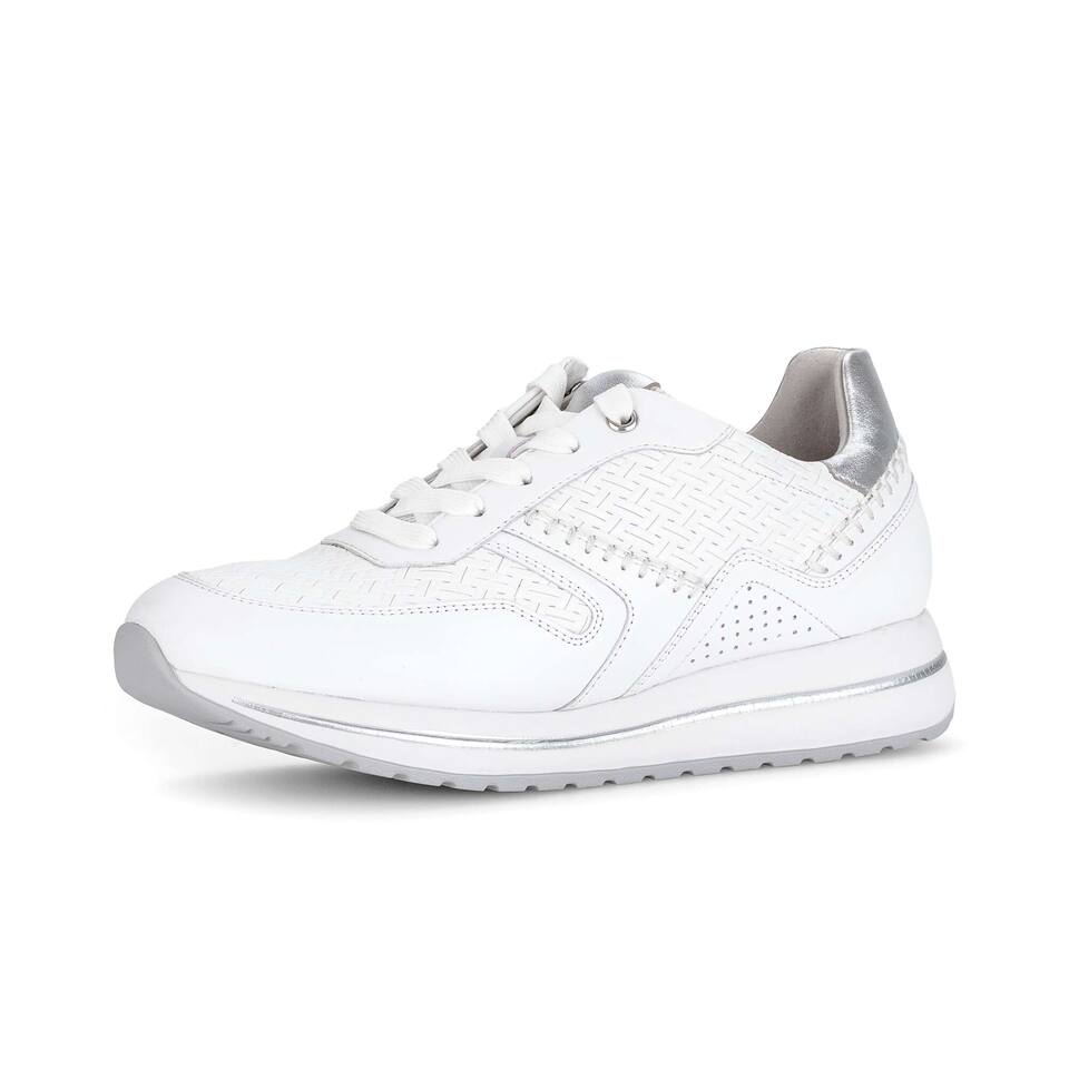 Gabor Dames Lage sneakers; Materiaalcombi leer; wit; Platte hak; EVA-zool-zool