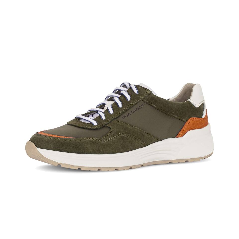 Gabor Herren Sneaker low; Materialmix Leder/Textil in grün; Keilabsatz mit EVA-Sohle