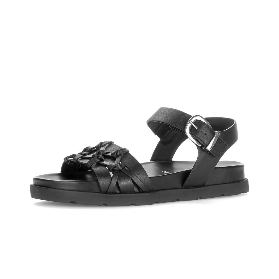 Gabor Damen Riemchensandalen; Glattleder in schwarz; flacher Absatz mit EVA-Sohle