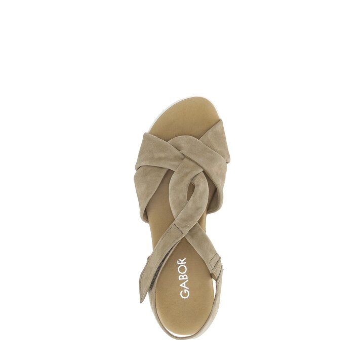 Sandales compensées beige #5