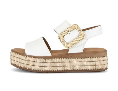 Sandale met plateauzool crème