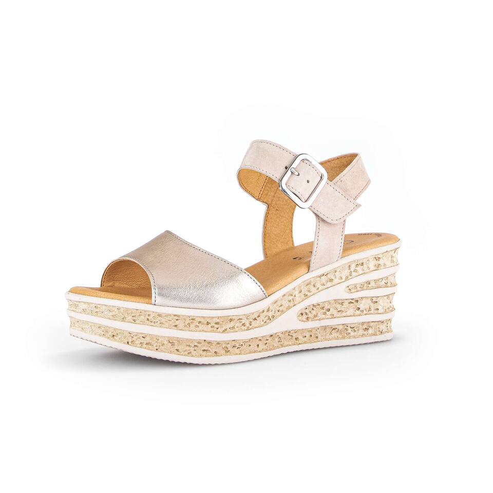 Gabor Dames Sandaleno met sleehak; Materiaalcombi leer; rose; Sleehak; PU/TPU-zool