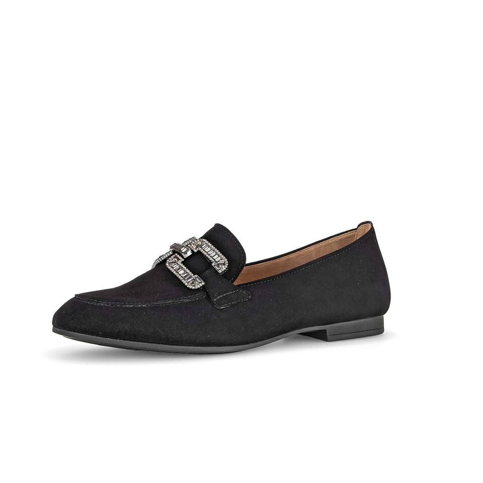 Gabor Damen Slipper; Rauleder in schwarz; Blockabsatz mit TPU-Sohle