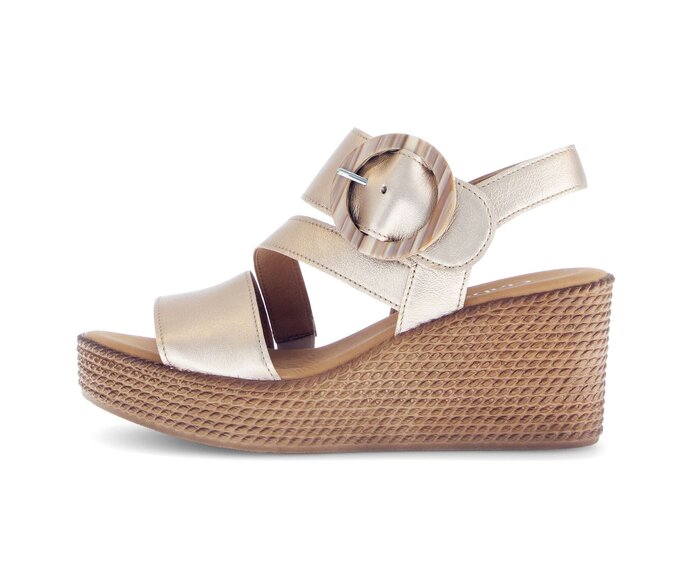 Sandaleno met sleehak goud #0