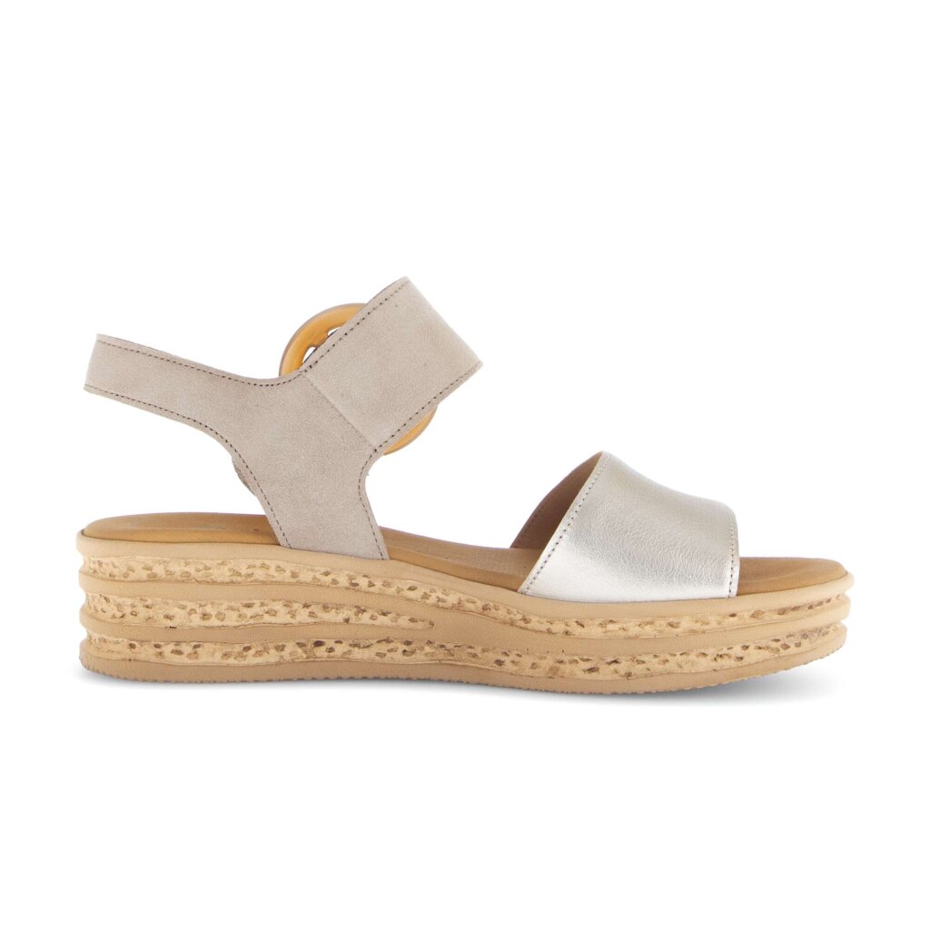 Sandale met plateauzool - 84.550.62 - Materiaalcombi leer