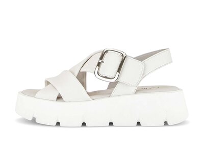 Sandale met plateauzool crème