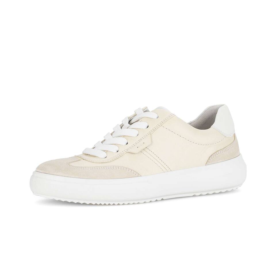 Gabor Dames Lage sneakers; Combi leer/Imitatieleer; crème; Platte hak; PU/TPU-zool