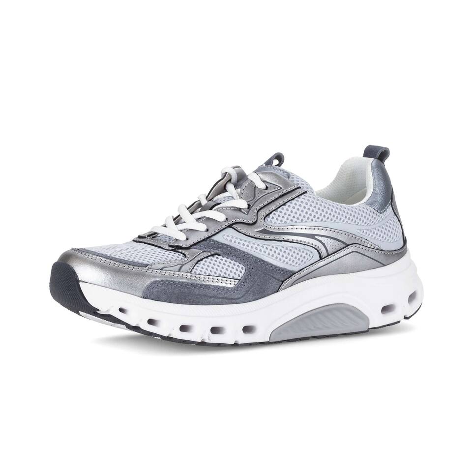 rollingsoft Damen Sneaker low; Materialmix Leder/Lederimitat in blau; flacher Absatz mit Gummi/EVA-Sohle