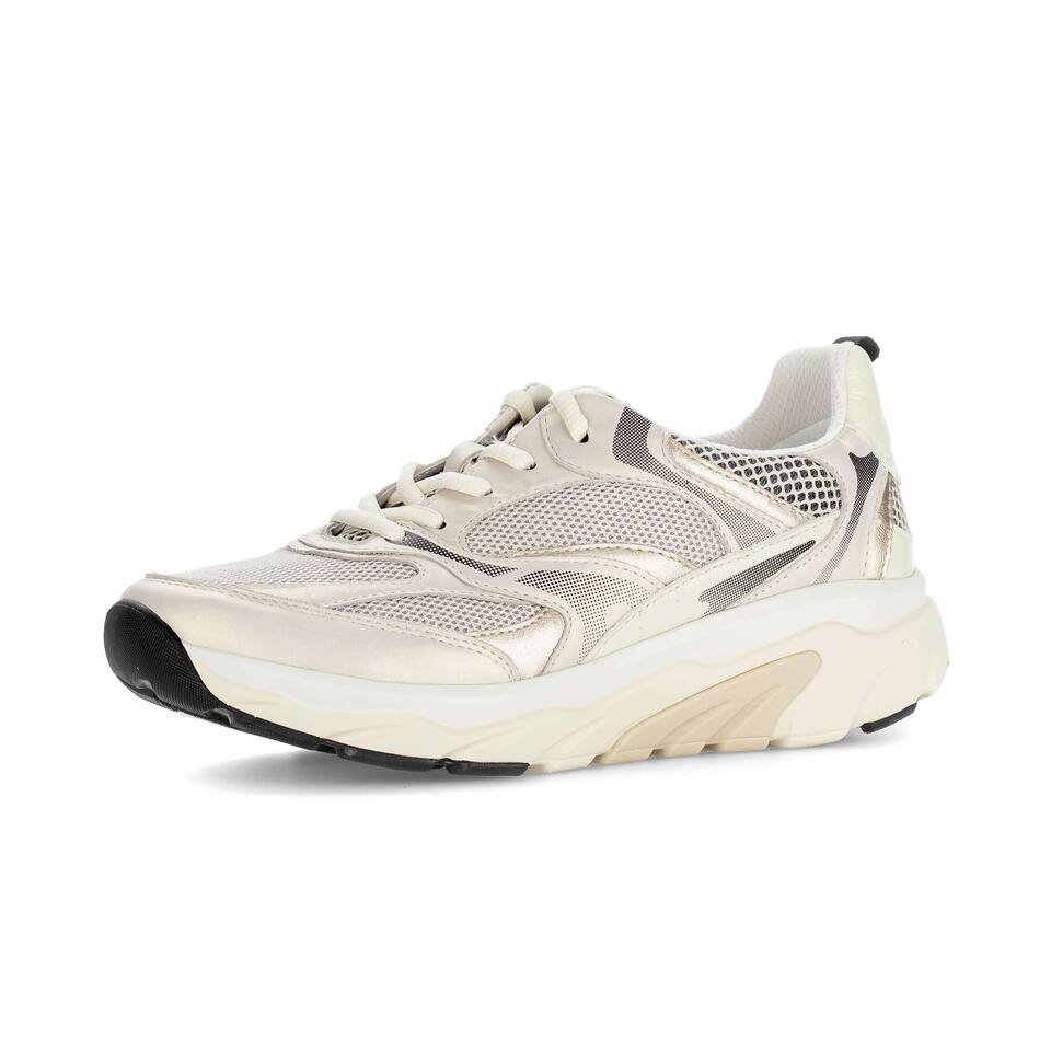 rollingsoft Damen Sneaker low; Materialmix Leder/Lederimitat in creme; flacher Absatz mit Gummi/EVA-Sohle