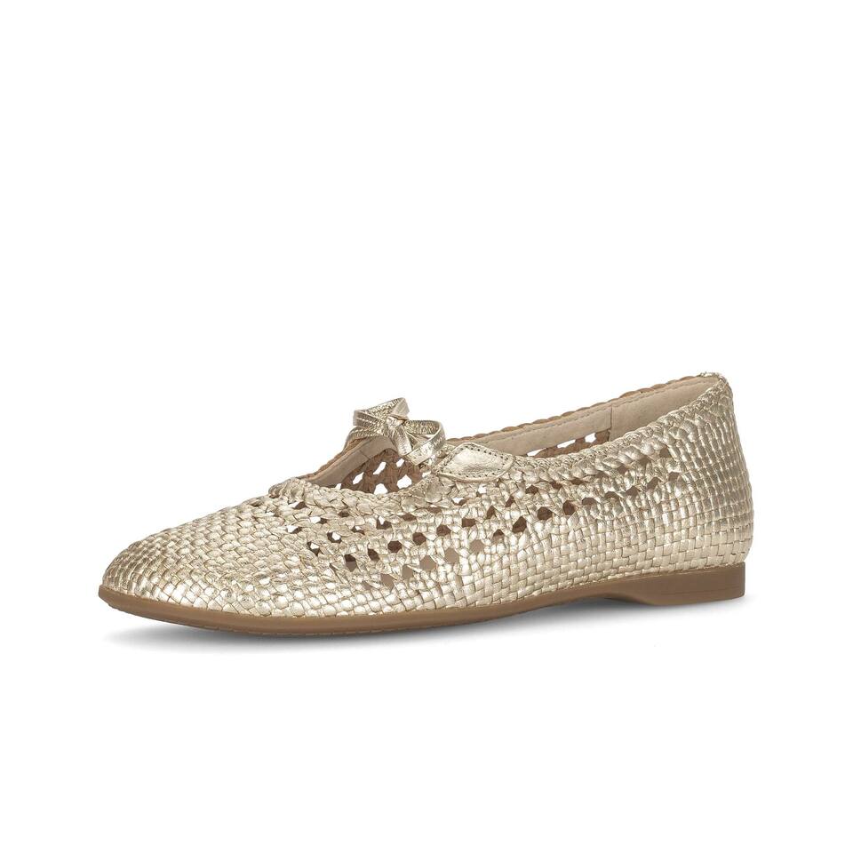 Gabor Damen elegante Ballerinas; Effektleder in gold; flacher Absatz mit TPU-Sohle