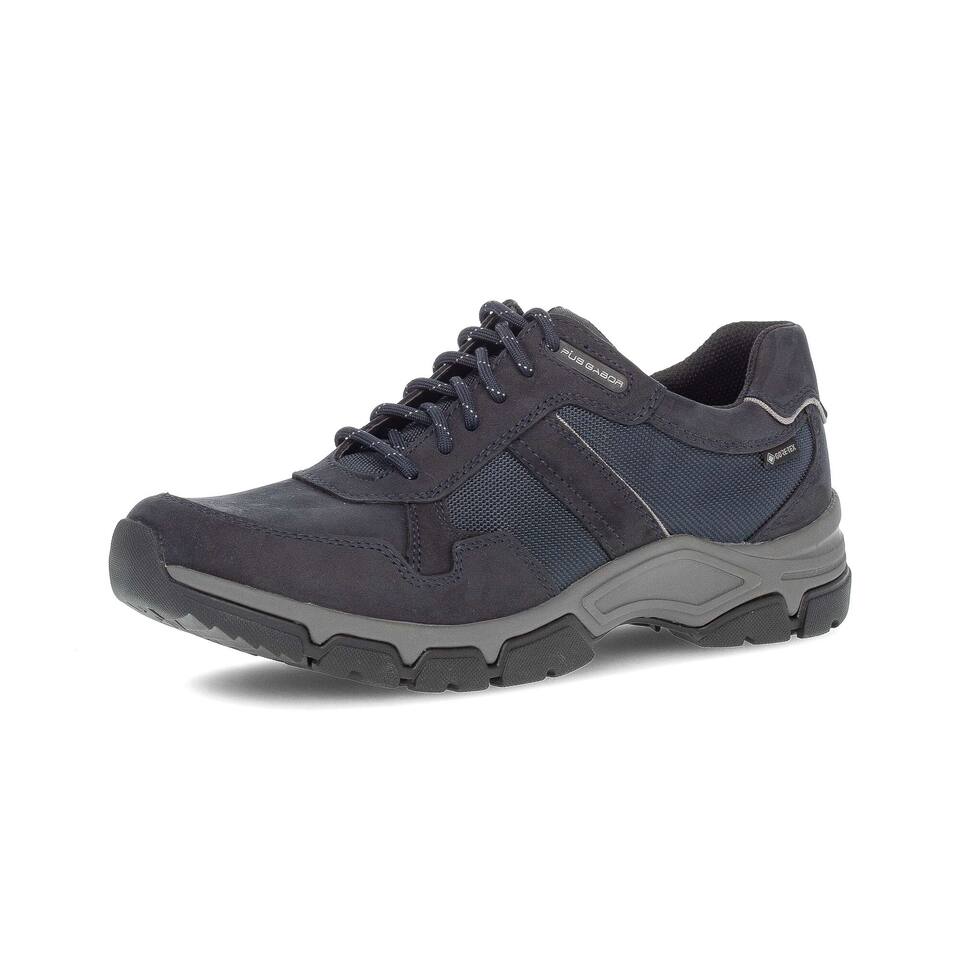 Gabor Mannen Lage sneakers; Materiaalmix leder-textiel; blauw; Blokhak; Rubber/EVA-zool