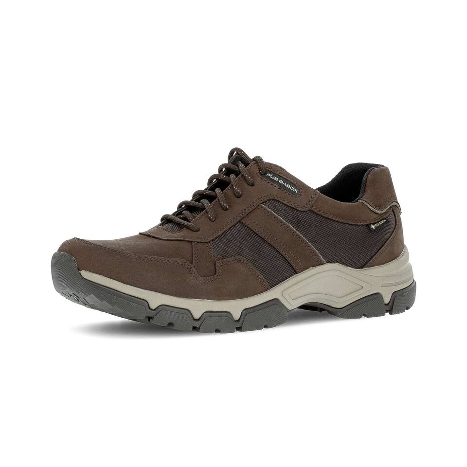 Gabor Mannen Lage sneakers; Materiaalmix leder-textiel; bruin; Blokhak; Rubber/EVA-zool