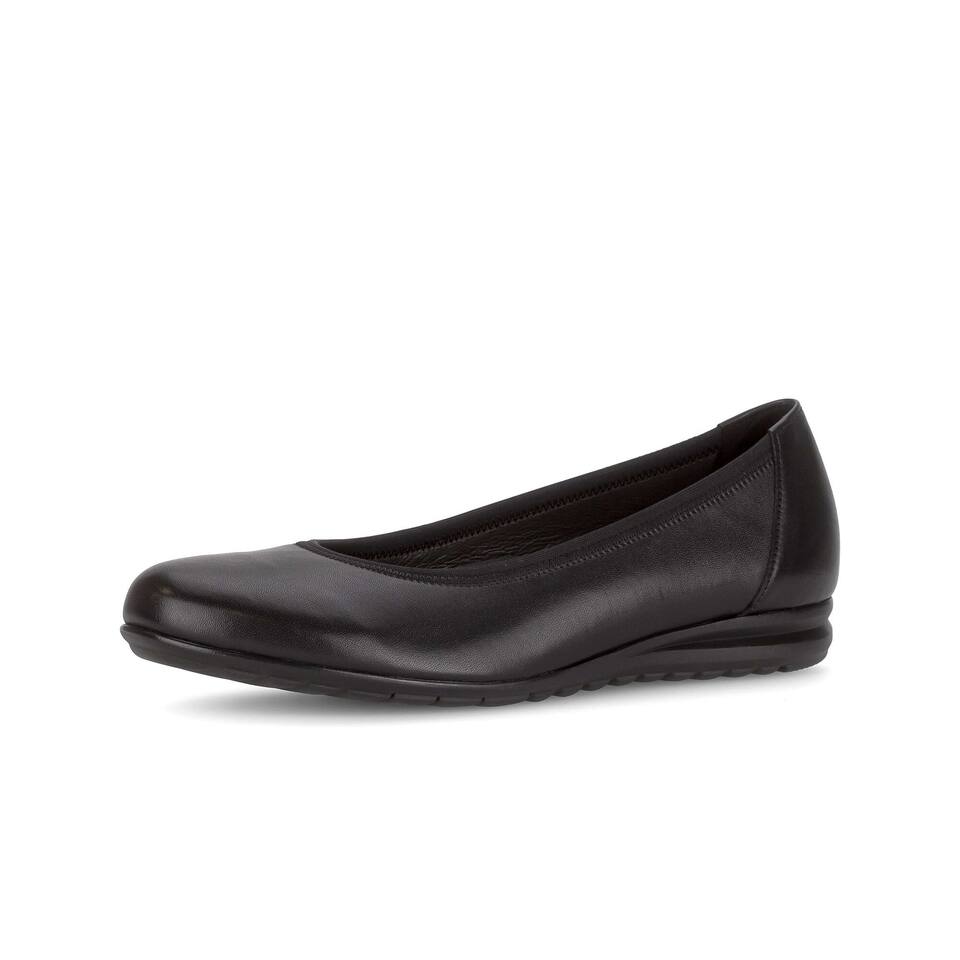 Gabor Damen sportliche Ballerinas; Glattleder in schwarz; flacher Absatz mit Gummi-Sohle