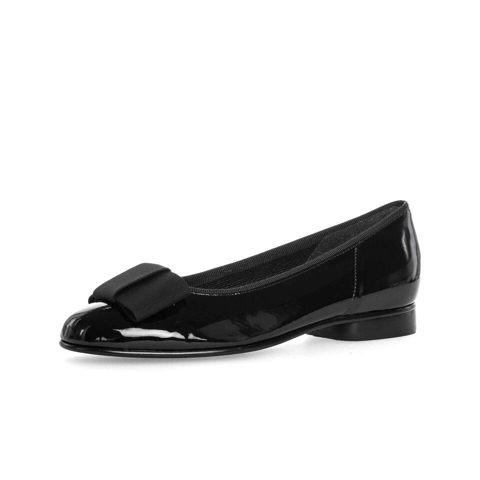 Gabor Damen elegante Ballerinas; Lackleder in schwarz; flacher Absatz mit EVA-Sohle