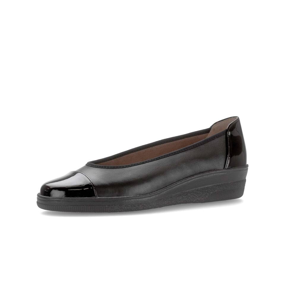 Gabor Dames Sportieve ballerina's; Combi leer/Imitatieleer; zwart; Platte hak; PU/TPU-zool