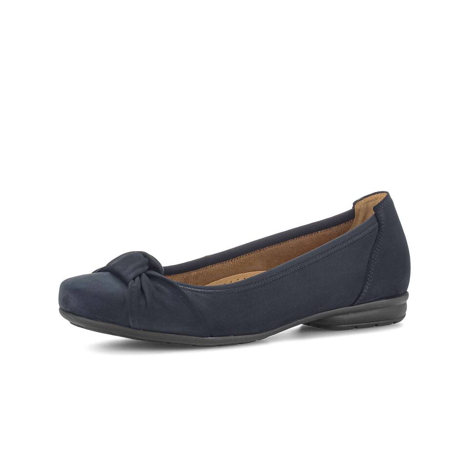 Gabor Damen sportliche Ballerinas; Rauleder in blau; flacher Absatz mit Gummi-Sohle